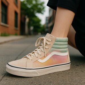 Vans Suede and Leather SK-8‎ Tie-Dye Pink and Blue Hightop Sneakers